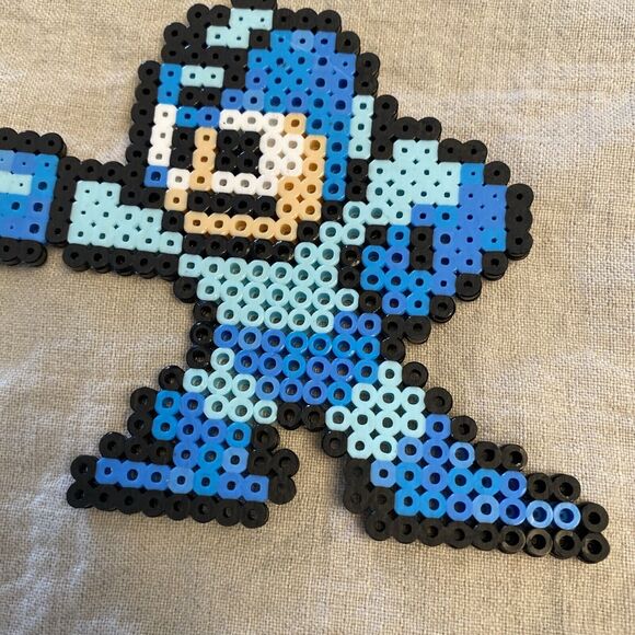 Mega Man Pixel Art Perler Beads NES 6”x 4.5” Blue Retro Art Blaster Sprite - Picture 10 of 12